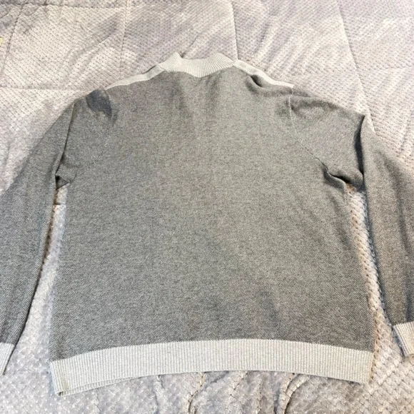 Tommy Bahama Mens XL Gray Cashmere blend Full Zip Sweater Elbow Patches Mockk - Picture 9 of 11